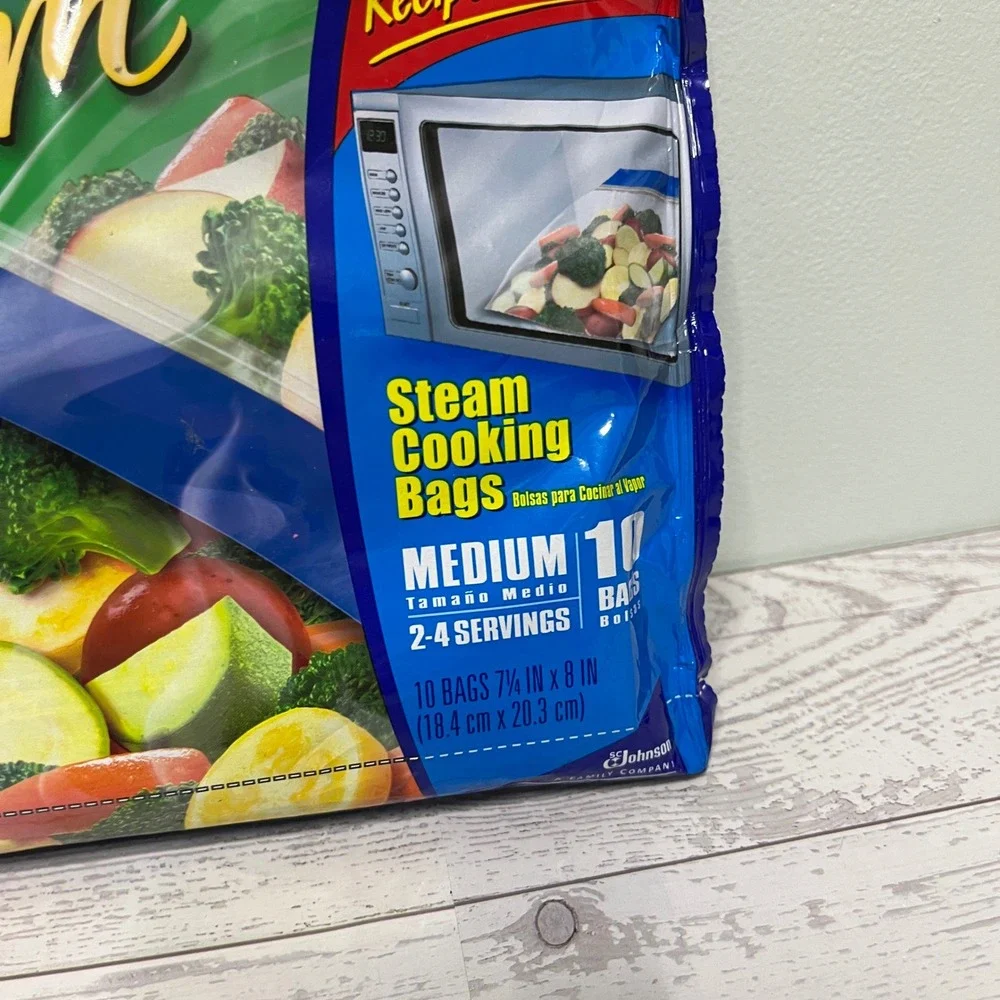Ziploc Zip n Steam‎ Medium Steam Cooking Bags 10 Count VTG NOS